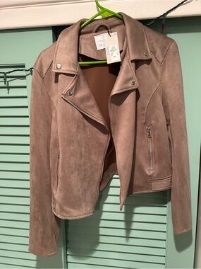 Primark Dusty Pink Faux Suede Biker Jacket